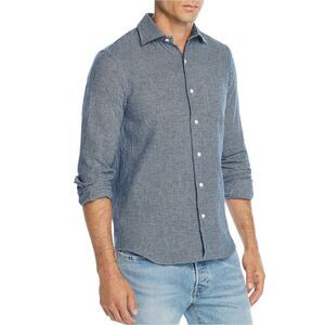 Oobe Brand Mens Excella Gingham Button Up Shirt, Blue, NWT